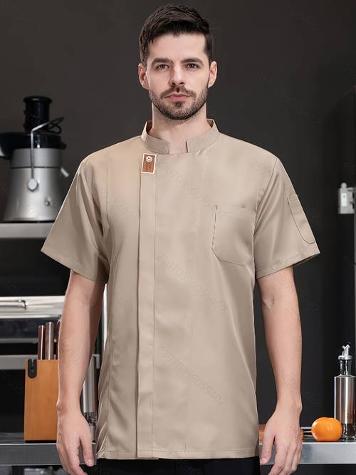 mens breathable mesh chef uniform short sleeve fit with pockets catering restaurants kitchens and bakeries restaurant uniform professional mesh fabric