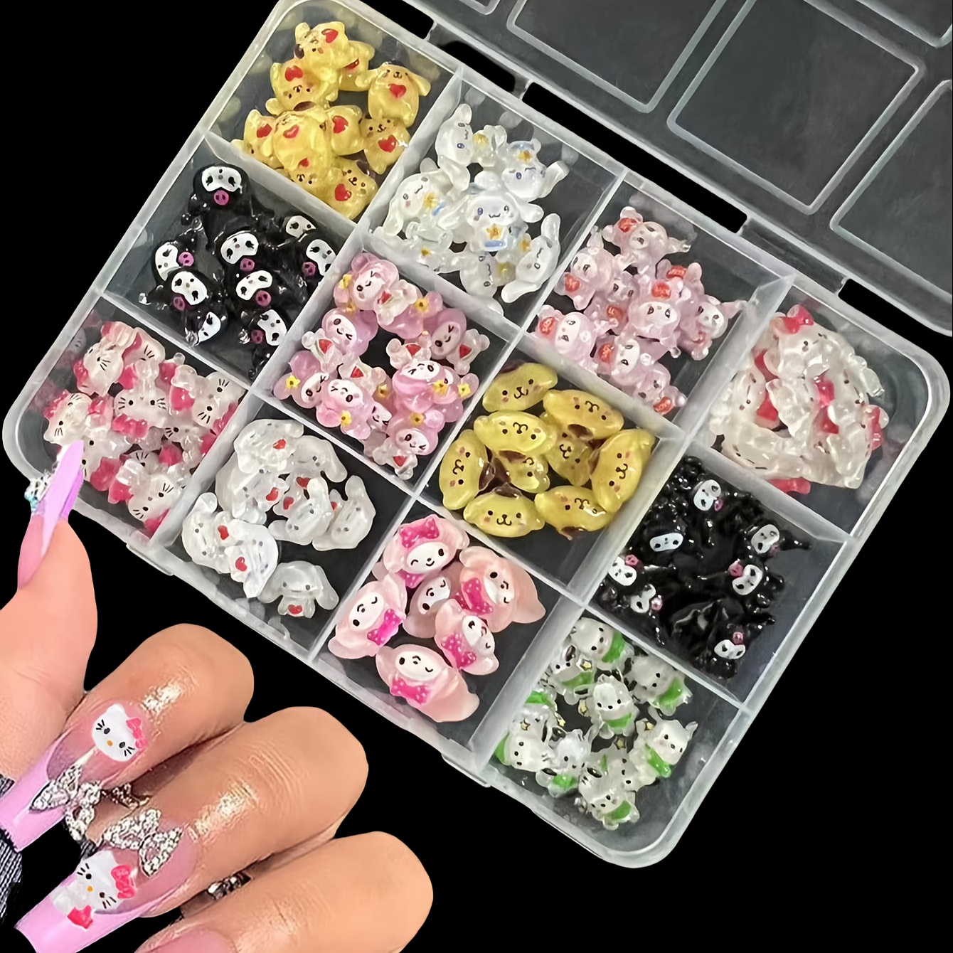 

120/95/60pcs Hello Kitty 3d Nail Art Charms, Kawaii Sanrio Resin Decorations, Unscented Nail Jewelry For Manicure, Craft Projects, Hair Accessories & Phone Cases