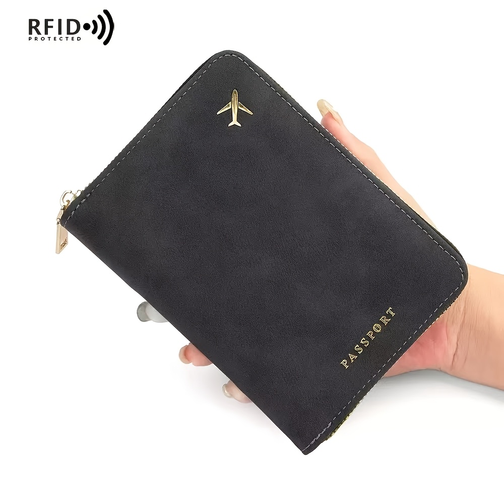 TEMU Women's New Lightweight And Portable Matte European/ Id, License, And Passport Holder With Rfid-blocking Zipper For Secure Opening And Closing