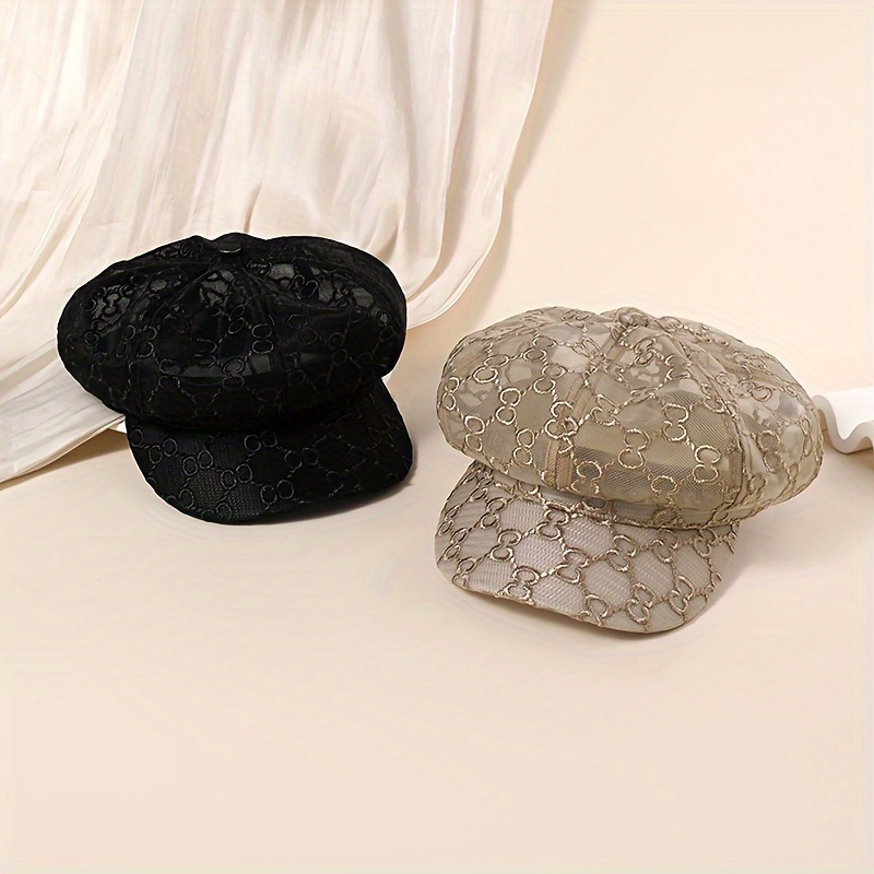 

Béret Élégant en Dentelle pour Femmes - Léger, Casquette Octogonale Protectrice Solaire avec Dentelle Jacquard Florale pour Femmes Robes en Dentelle pour Femmes