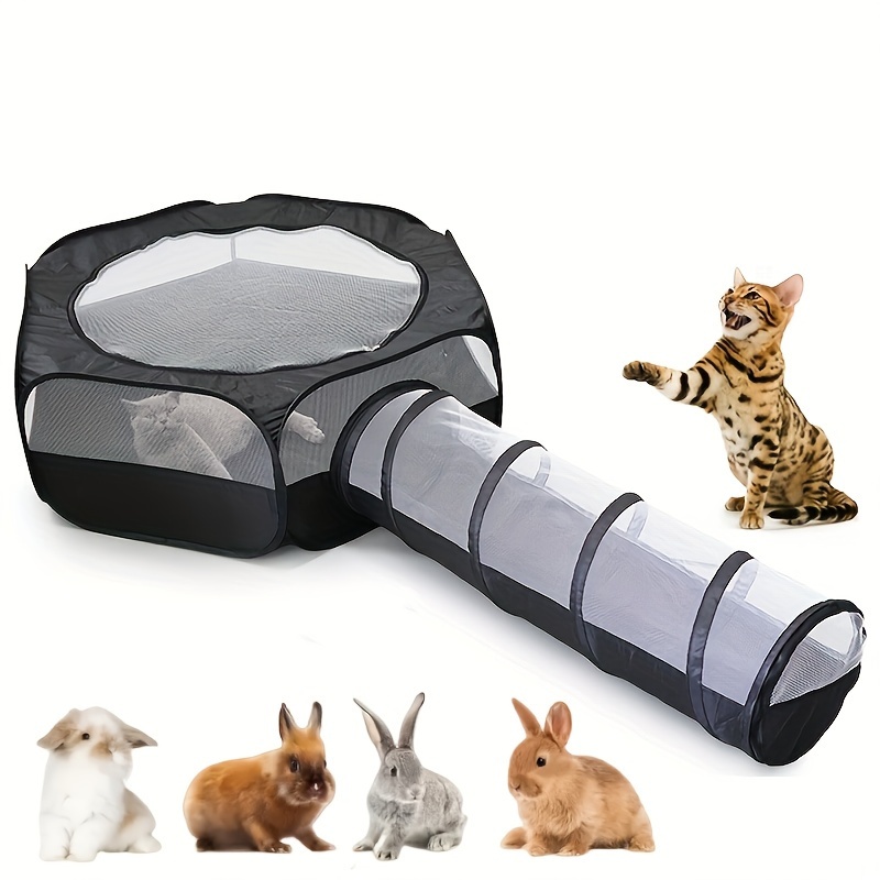 

2-in-1 Foldable Cat Tunnel & Play Tent - Multi-purpose Pet Home Entertainment Facility, Polyester Material, Ideal For Cats, Includes Fence Tent & Rolling Dragon Tunnel Combo, 30cm Diameter