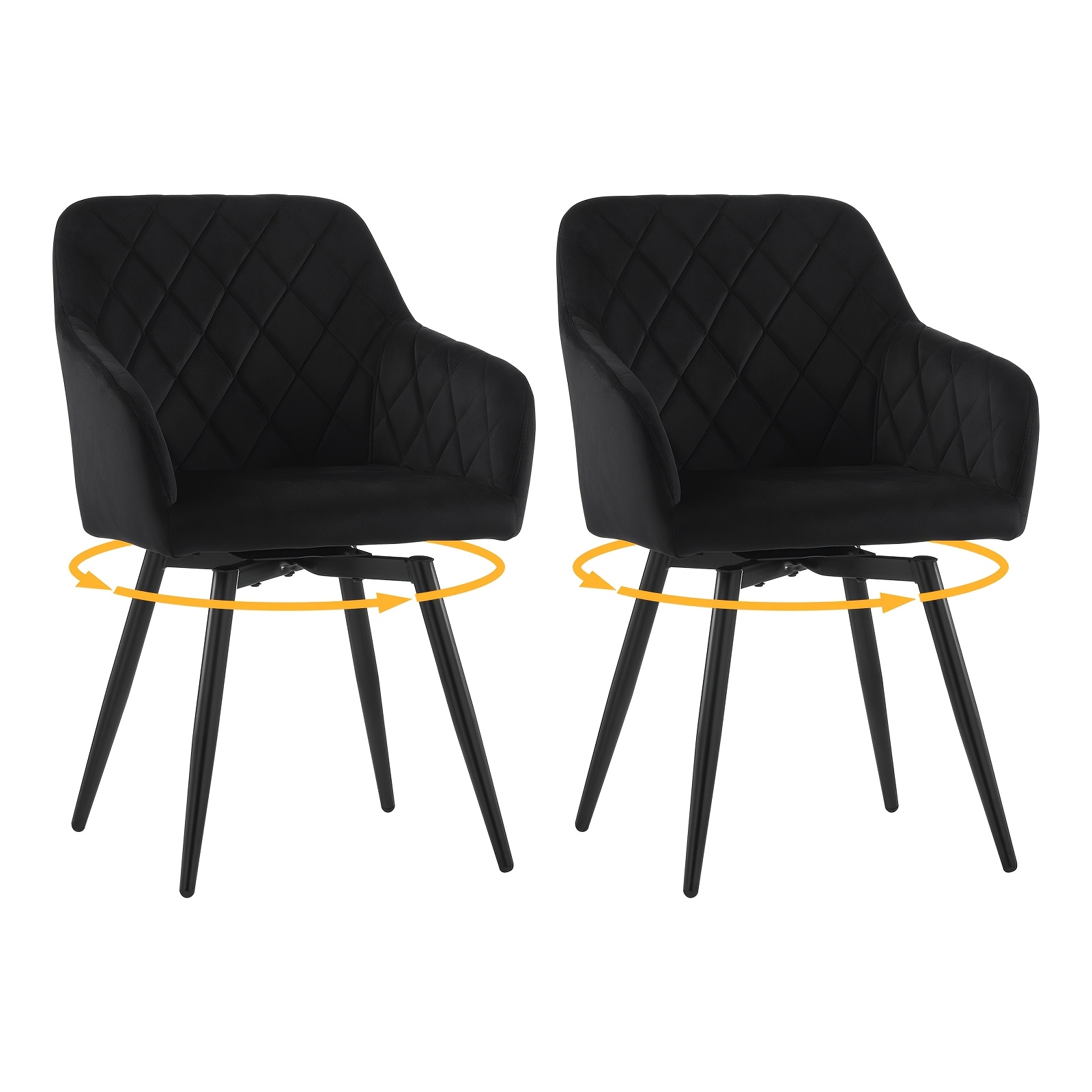 E-shop LEMROE Drehbare Esszimmerstühle 2er Set, Samtbezogene Akzentstühle mit Armlehnen und Metallbeinen, Schreibtischstuhl für Schlafzimmer,