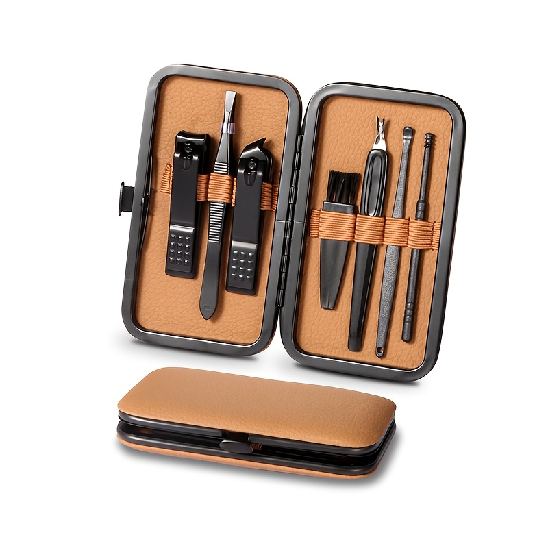7pcs Black-Brown Stainless Steel Manicure Set