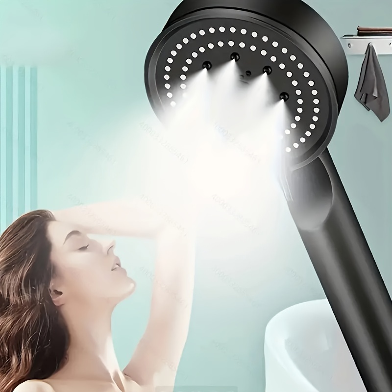 

1pc Black 5 Modes Adjustable High Pressure Shower Head, Massage Shower Head, Water Saving Black Shower Head, Bathroom Accessories Bathroom Accessories, Shower Head, Shower Set