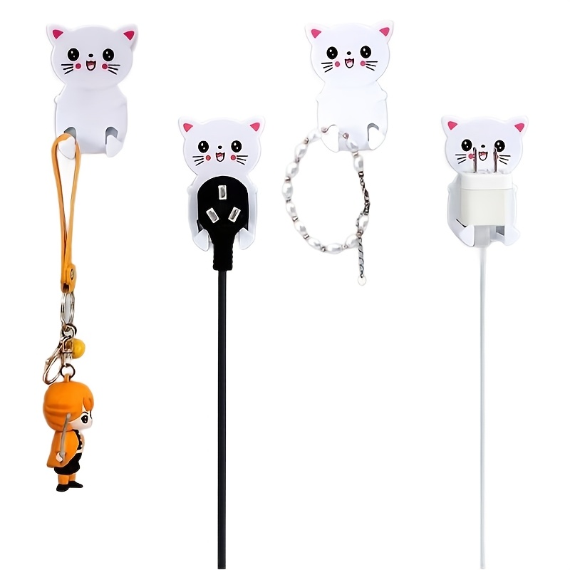 5pcs Cartoon Plug Hook Adhesive Hooks for Cable Management