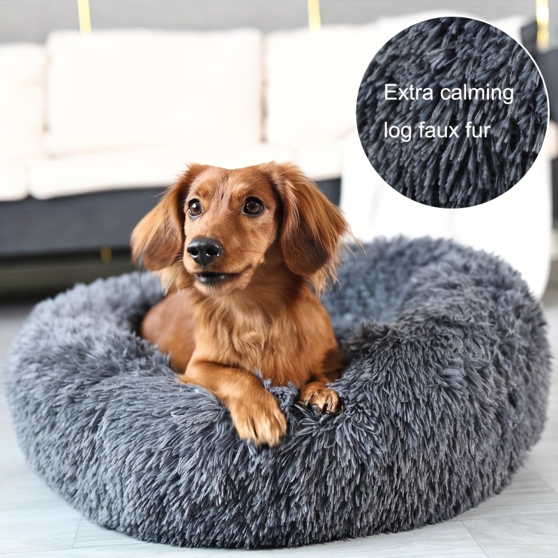 

1pc Winter Warm Round Puppy Nest, Soft Cozy Fluffy Pet Mat, Washable Pet Nest Bed, For Small Medium Cats & Dogs, Pet Supplies