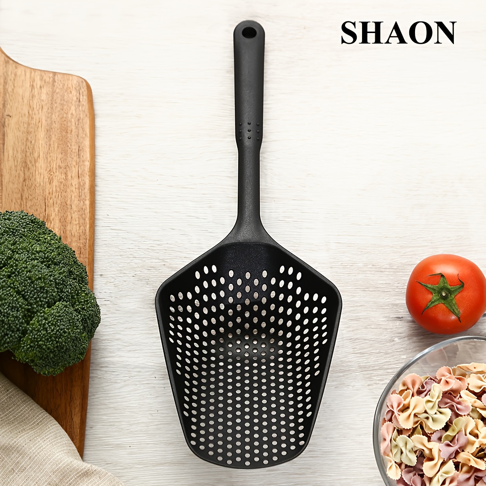   ergonomic kitchen spatula with long handle durable plastic polka   for   draining ideal for pasta fries and more rust resistant multi use kitchen accessory modern kitchenware rustresistant material