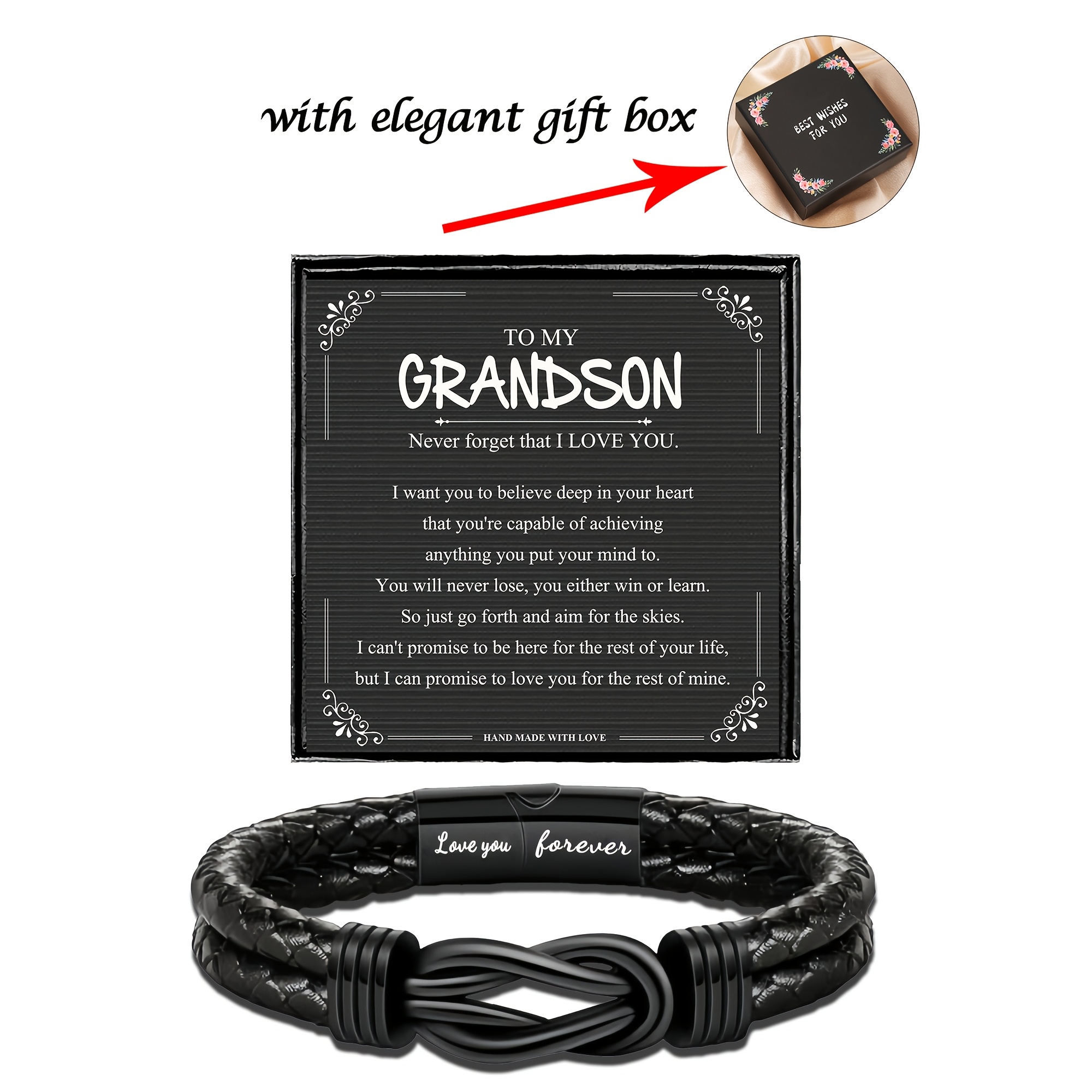 TEMU 1pc Christmas Stocking Stuffer For Grandson, Nephew, Son & Male - Stylish Knotted Braceletwith Free Gift Box - Birthday Gift/valentine's Day/new