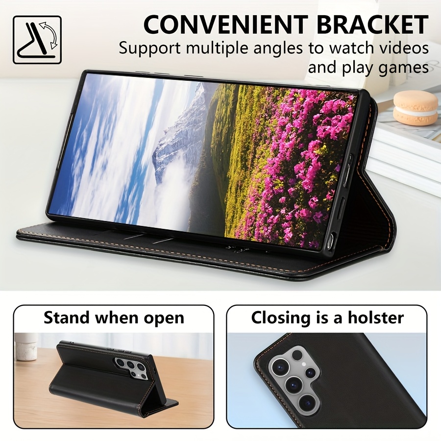 Husă pentru telefon: Portofel cu slot pentru carduri, suport magnetic, flip din piele artificială de înaltă calitate pentru for Galaxy S25 Ultra, S25 Plus, S25, A06, A16, A26, A36, A56, husă de protecție rezistentă la șocuri, portofel pentru carduri, design business