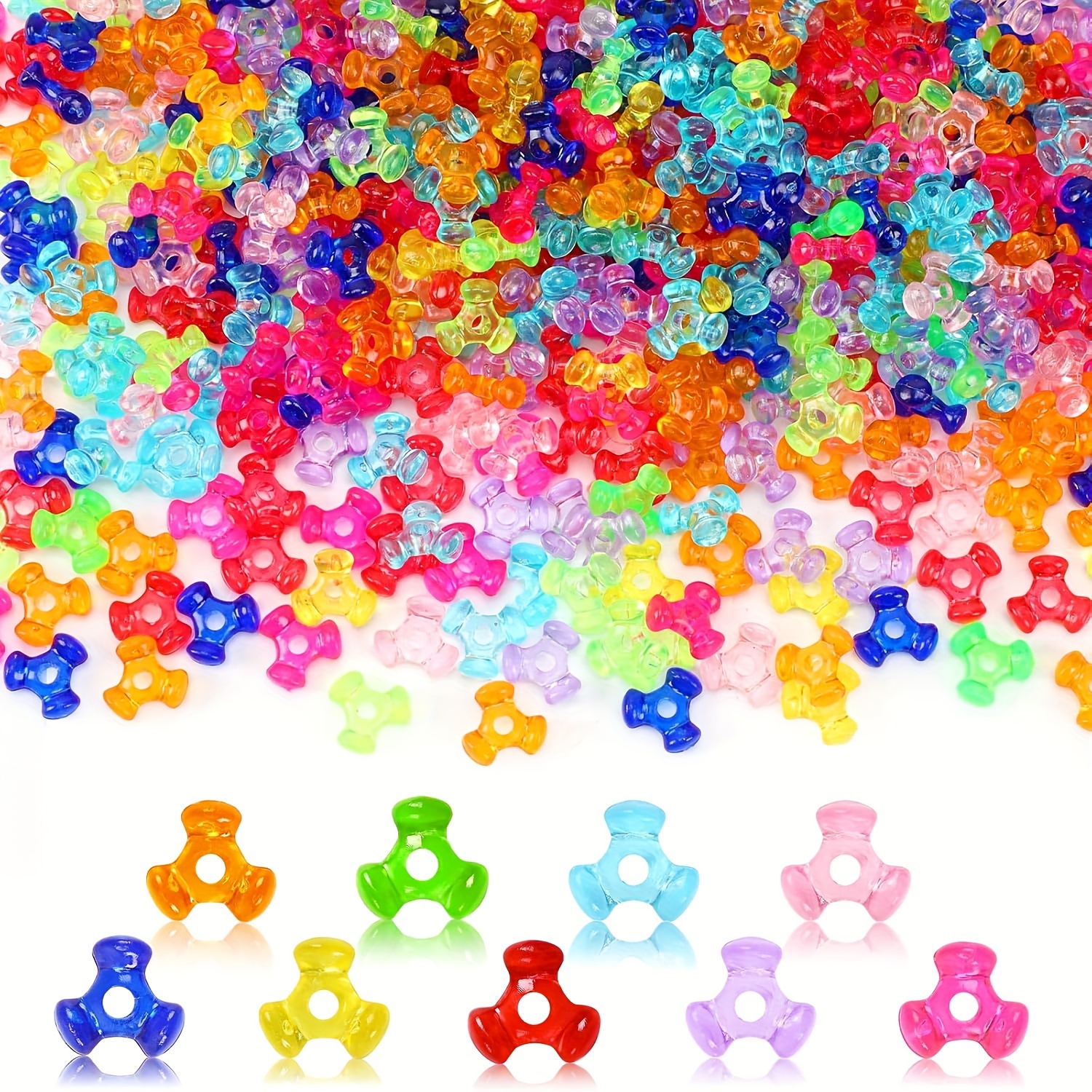 

500pcs Diy Mixed Transparent Colorful Plastic Beads Loose Pack For Crafts Wreath Candy Cane Beads Rainbow Beads Decoration Beads Decoration Kit