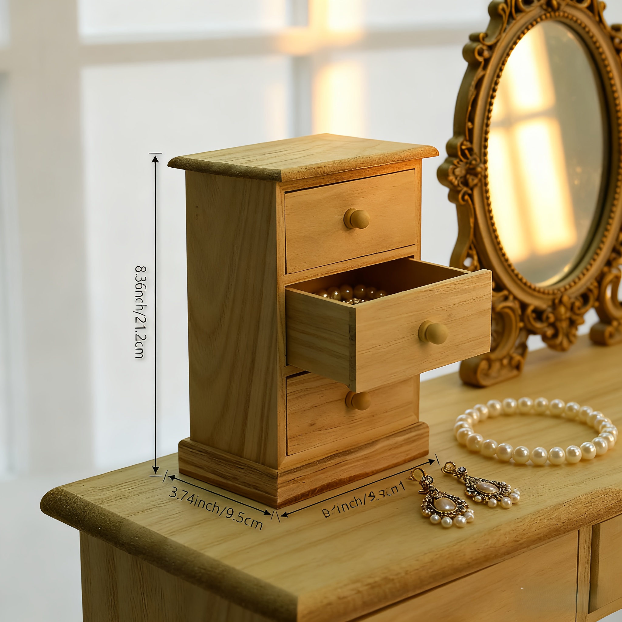 TEMU Bohemian 3-tier Dresser Jewelry Box With 3-drawer Storage, Desktop Dresser For Women & Room, Bedside Or Dresser Organizer, Gift-ready For