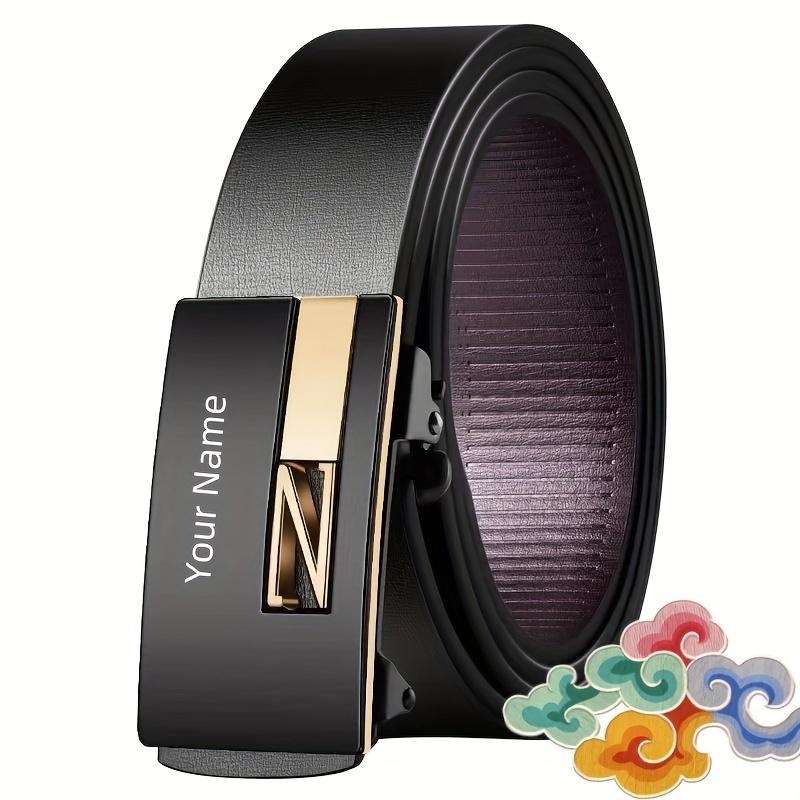 TEMU Customizable Fashionable Belt Alloy Buckle, Personalizable , For Dad, Husband, - Engravable (/)