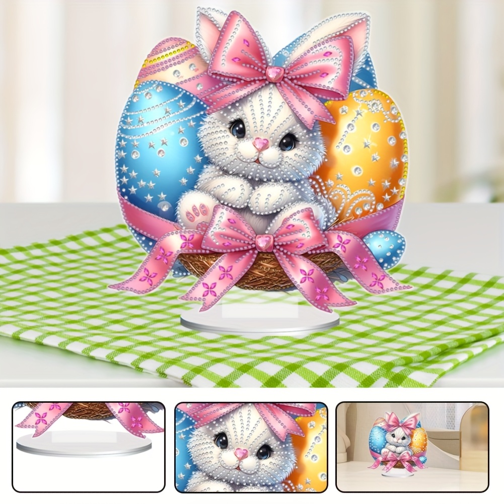 

Easter Bunny Diamond Art Kit - Diy Acrylic Craft Set With Unique Shaped Rhinestones, Desktop Decor & Holiday Gifts