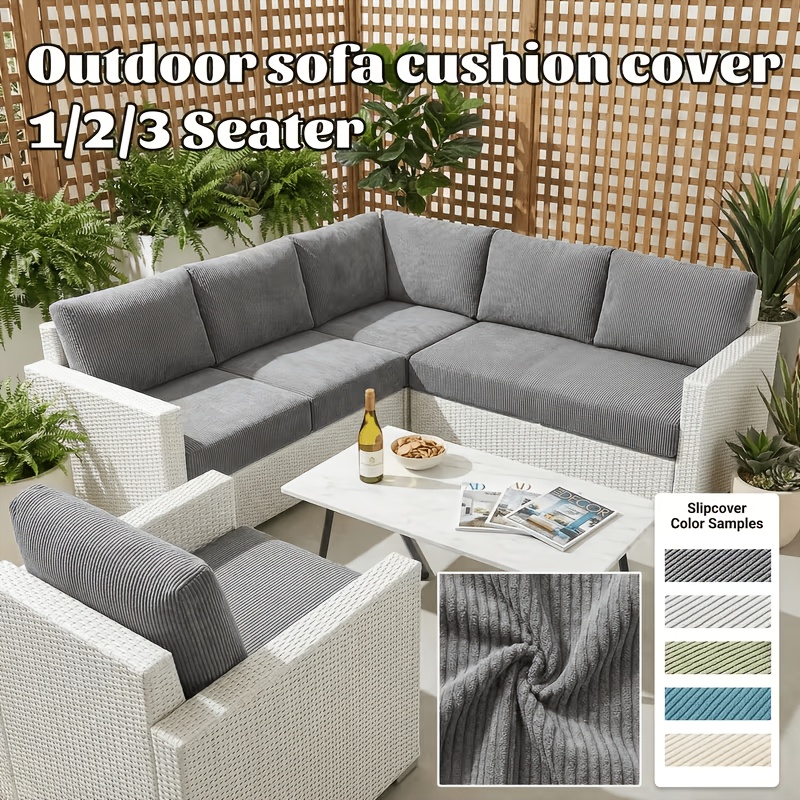 1pc outdoor vertical striped sofa cover breathable and wear resistant fabric non slip and non shifting suitable for rattan sofas and garden scenes 1 2 3 seater   multi color     sofa protector