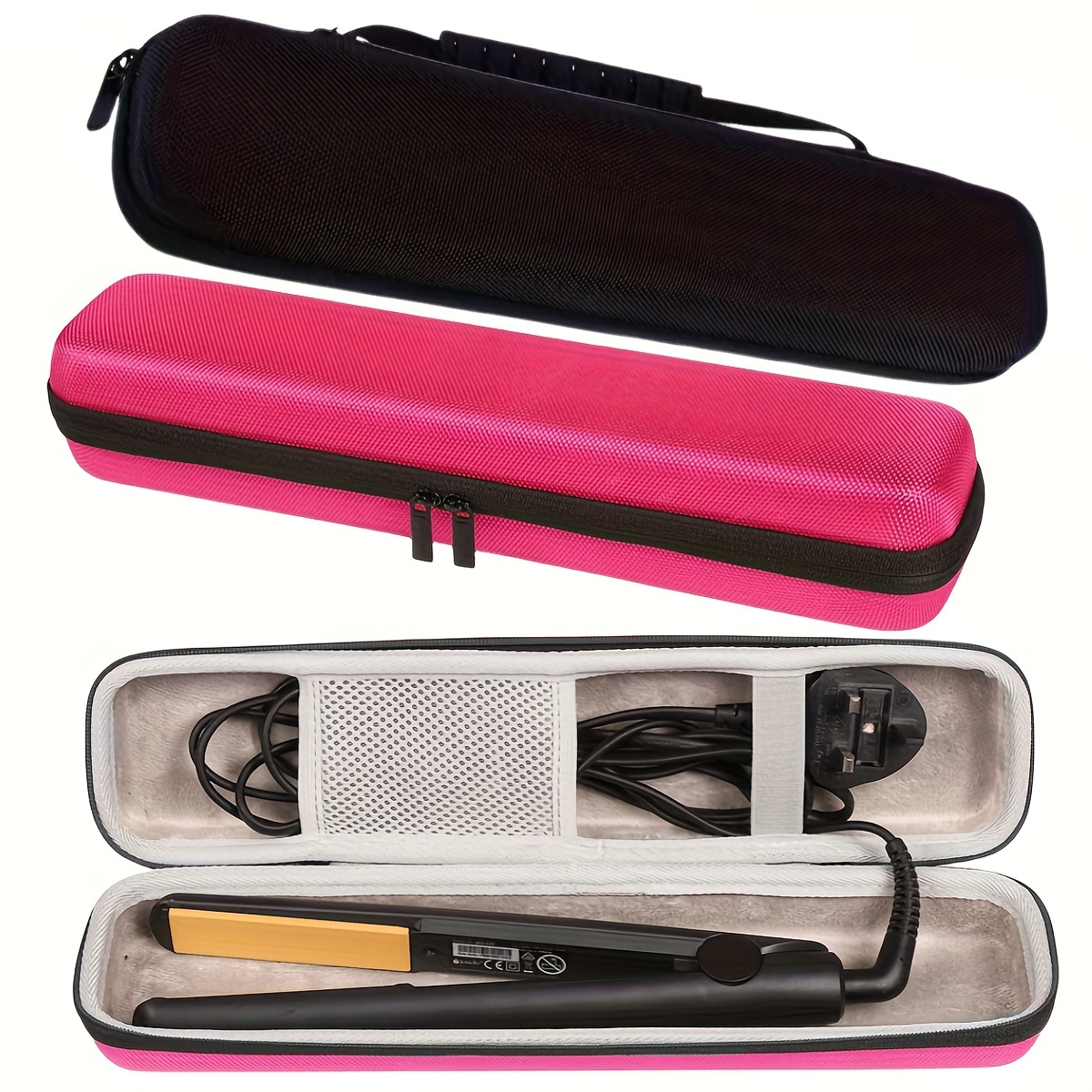 TEMU Hair Straightener Storage Bag, Pu Material, Drop-proof, Waterproof, Hairdressing Tool Storage Bag, Eva Hair Straightener Storage Bag, Easy To Carry (bag Only)