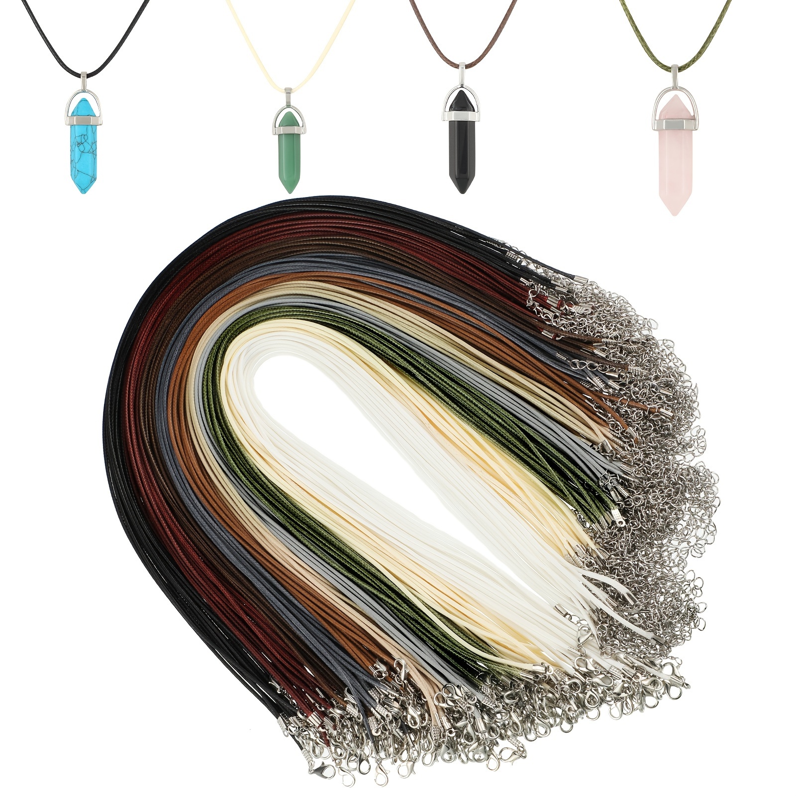 100pcs 20 Inch Waxed Necklace Cord | Bulk with Clasp, Colorful, Brown for Jewelry Making Pendants Charms