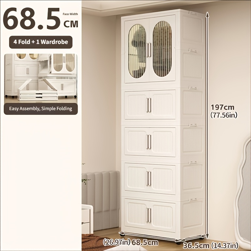 Wardrobe Storage System, Large Capacity Stackable Cabinet with Lid