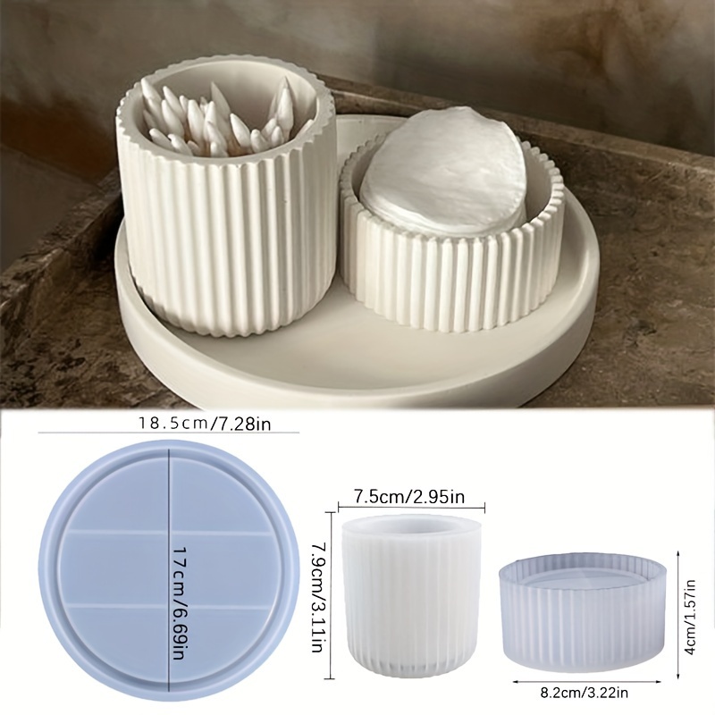 

3pcs/set Storage Box Silicone Mold Diy Round Tray Epoxy Resin Molds Handmade Gypsum Plaster Concrete Cement Crafts Candle Holder Mould Home Decor Making Supplies