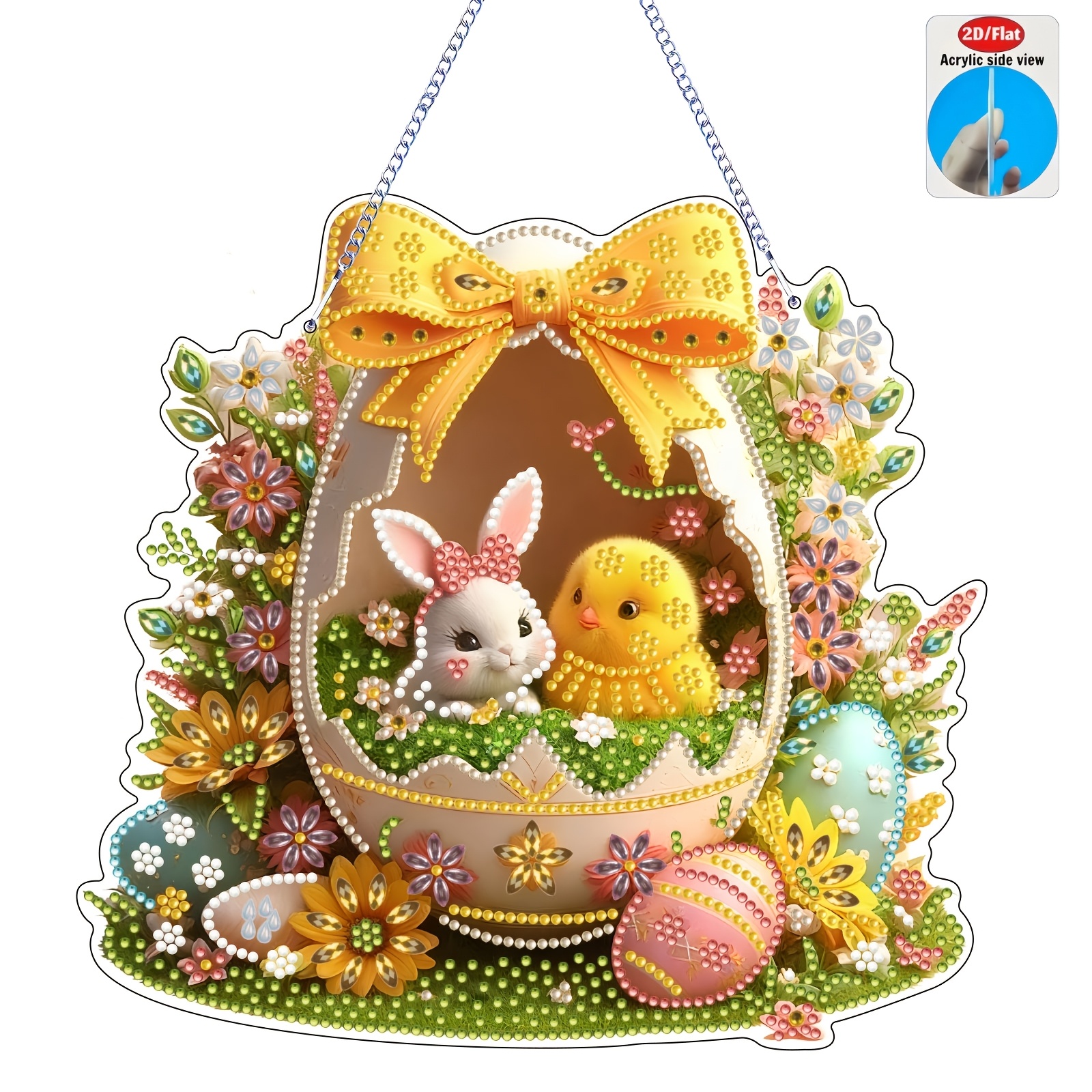 2d/flat Diamond Painting Acrylic Pendant Little Chick Egg Double-sided Holiday Decoration Perfect Gift Your Home Decor Stunning In The Sunlight