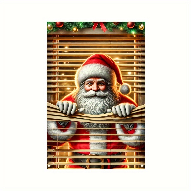 TEMU Hego Polyester Santa Window Cover - Multipurpose Door Banner For Home & Outdoor Decoration, Christmas & New Year Holiday Party Supplies, No Electricity Needed - 1pc