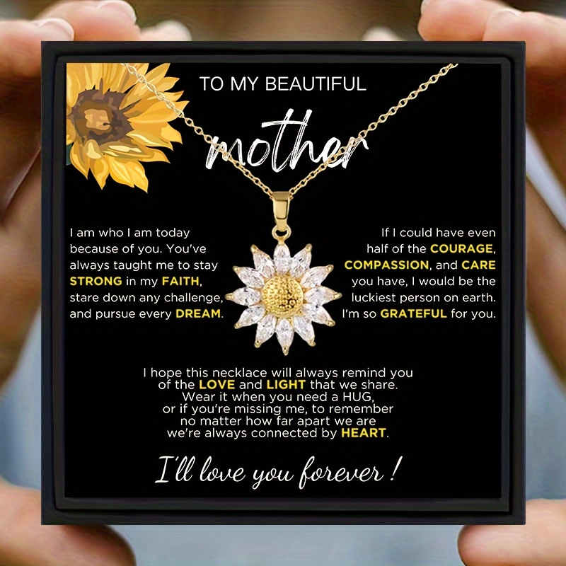 

Sunflower Necklace For Mom - 'you Are My ' Engraved, Includes Card & Gift Box - Perfect Day Or Birthday Present