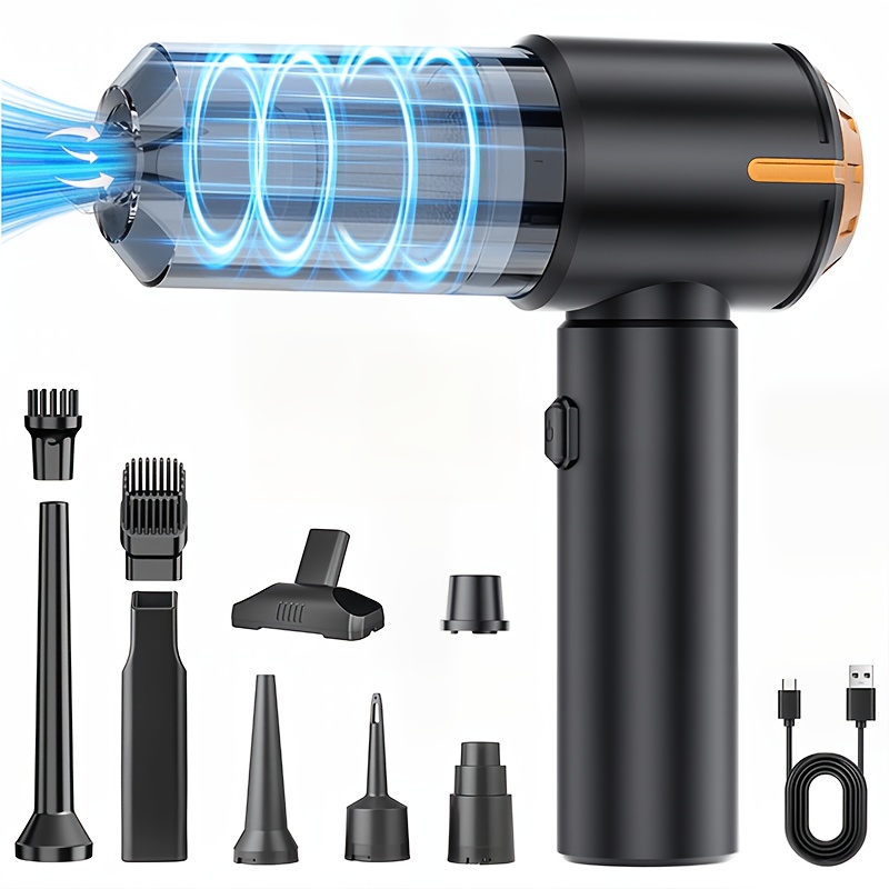 TEMU Kabelloser Auto-Staubsauger mit bürstenlosem Motor & 2 Saugstufen, 2-in-1 Mini-Handstaubsauger, Typ-C-Aufladung für Tastatur, Schreibtisch,