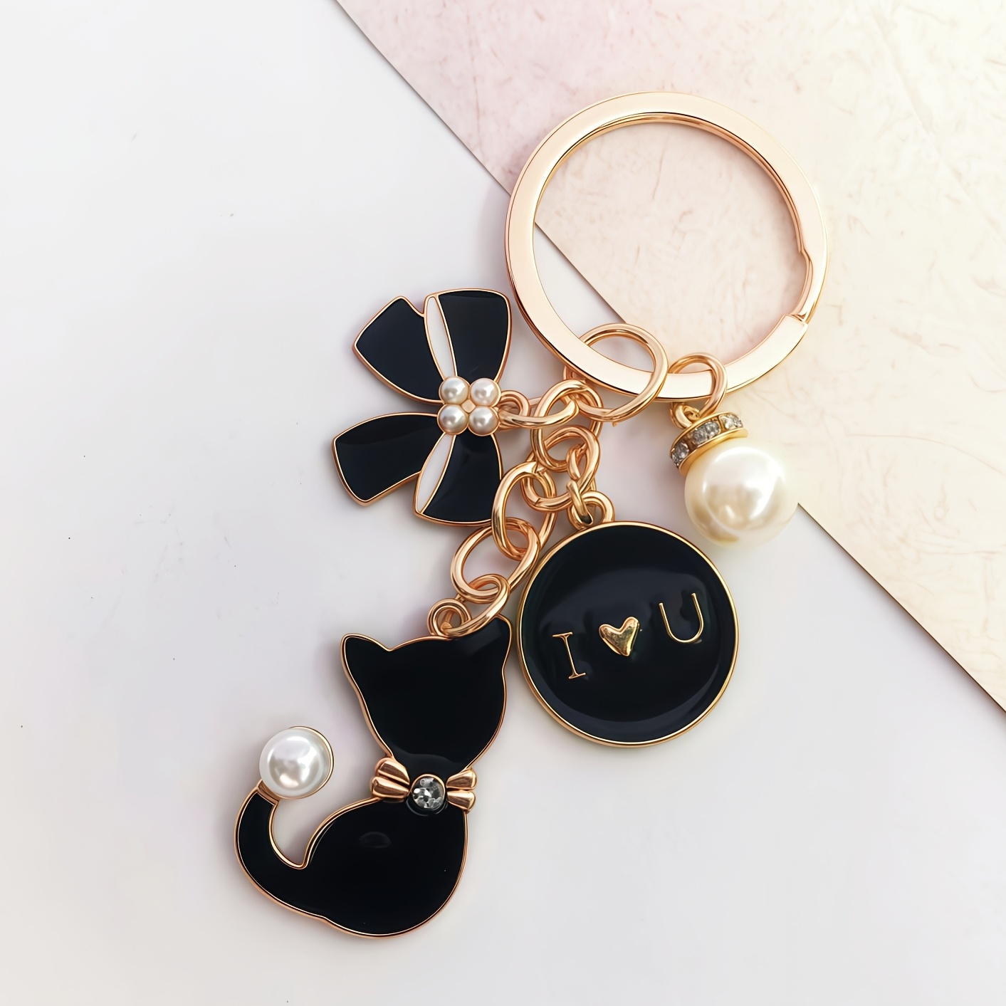 TEMU 1 Portachiavi smaltato con a forma in stile ed elegante, ciondolo e per auto/borsa, idea regalo