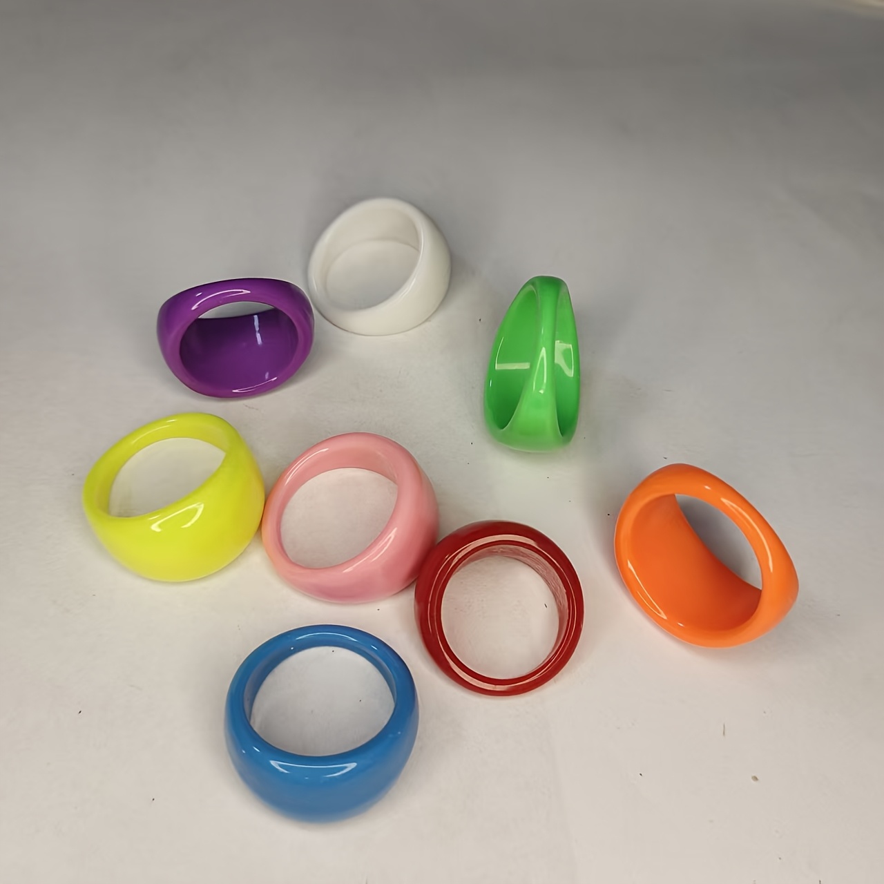 8pc Mixed Color Resin Ring Set for Women, Stackable