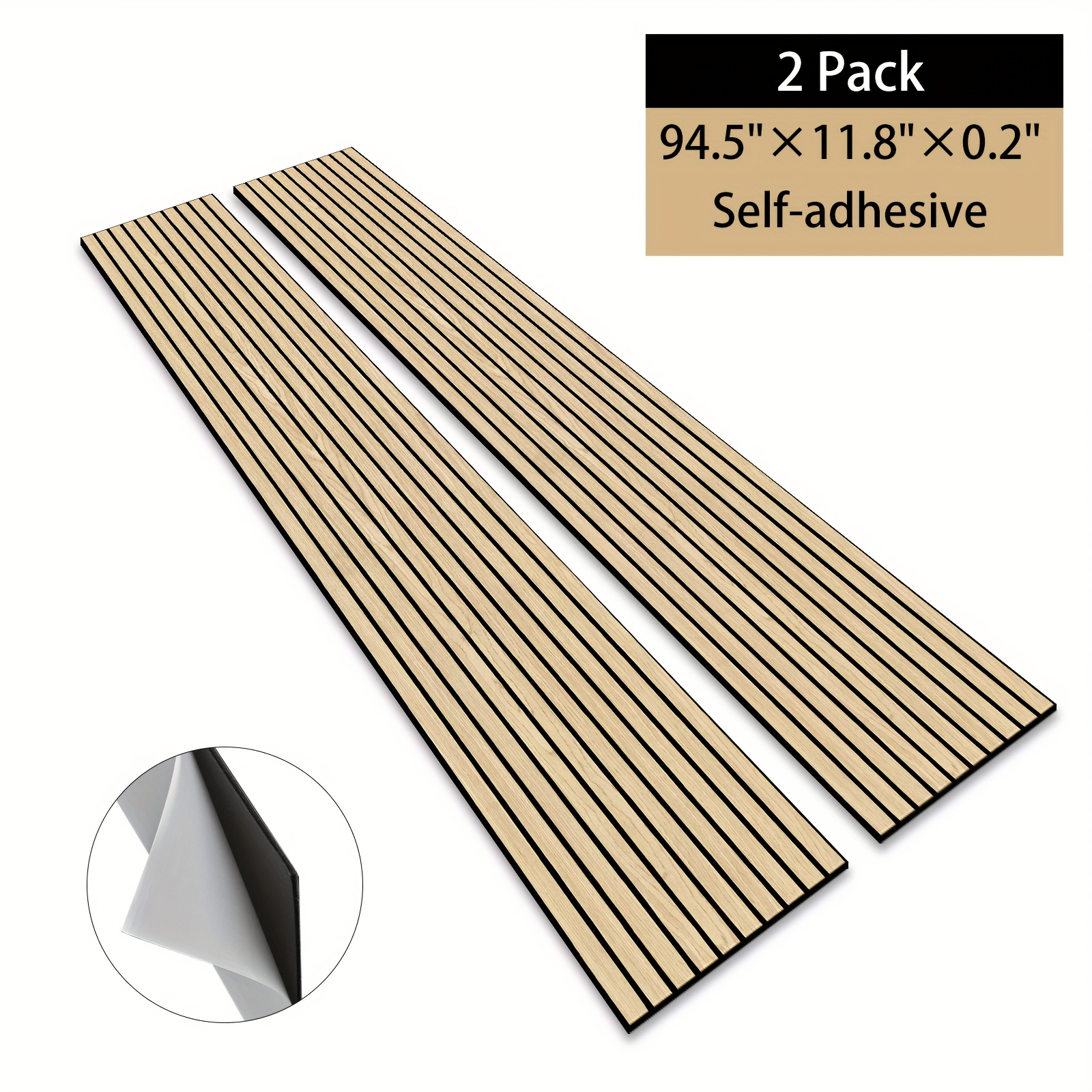 TEMU 2pcs - Extra-long Acoustic Wall Panels With Self Adhesive | 94.5" X 11.8" - Used For Indoor Wall And Ceiling Decoration | Without Tools,