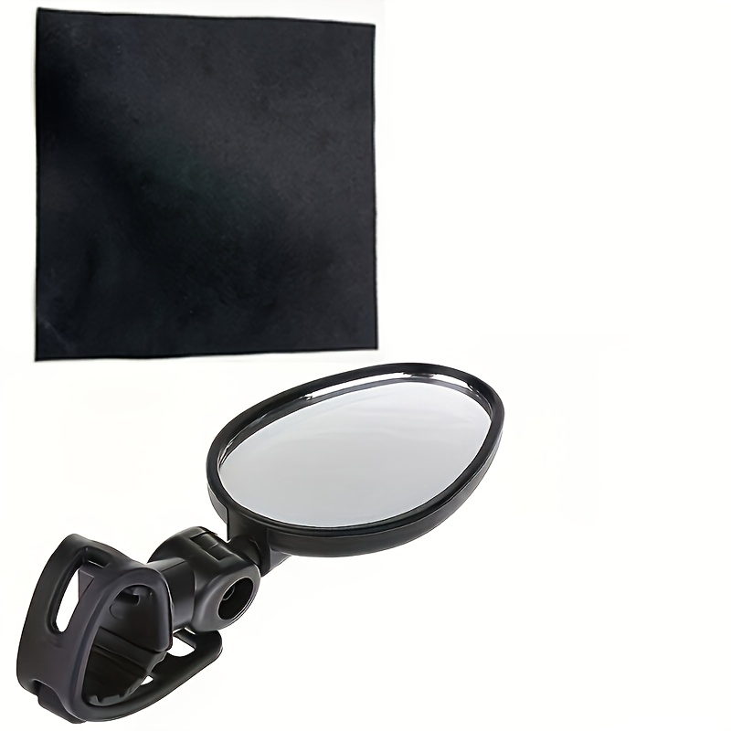 TEMU 2pcs Set (includes 1pc Mirror And Random Color Cleaning Cloth) 1pc Adjustable Rotating Bicycle Rearview Mirror - Enhancing And Visibility,