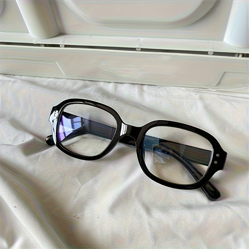 TEMU 1 Pair Of Chic Retro Oval Women's Decorative Fashion Glasses, Transparent Lenses, , Black, Amber And Brown Frames - Perfect For Fashion Glasses