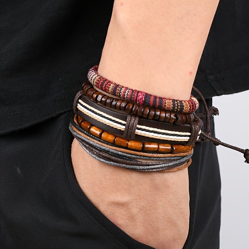 TEMU 5pcs Set Of Ethnic-style Hand-woven Bracelets