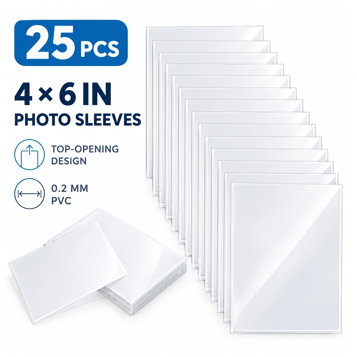 TEMU Lot de 25 pochettes photo Mandik en PVC transparent pour photos A6 10x15cm, protections à chargement par le haut avec ouverture supérieure pour