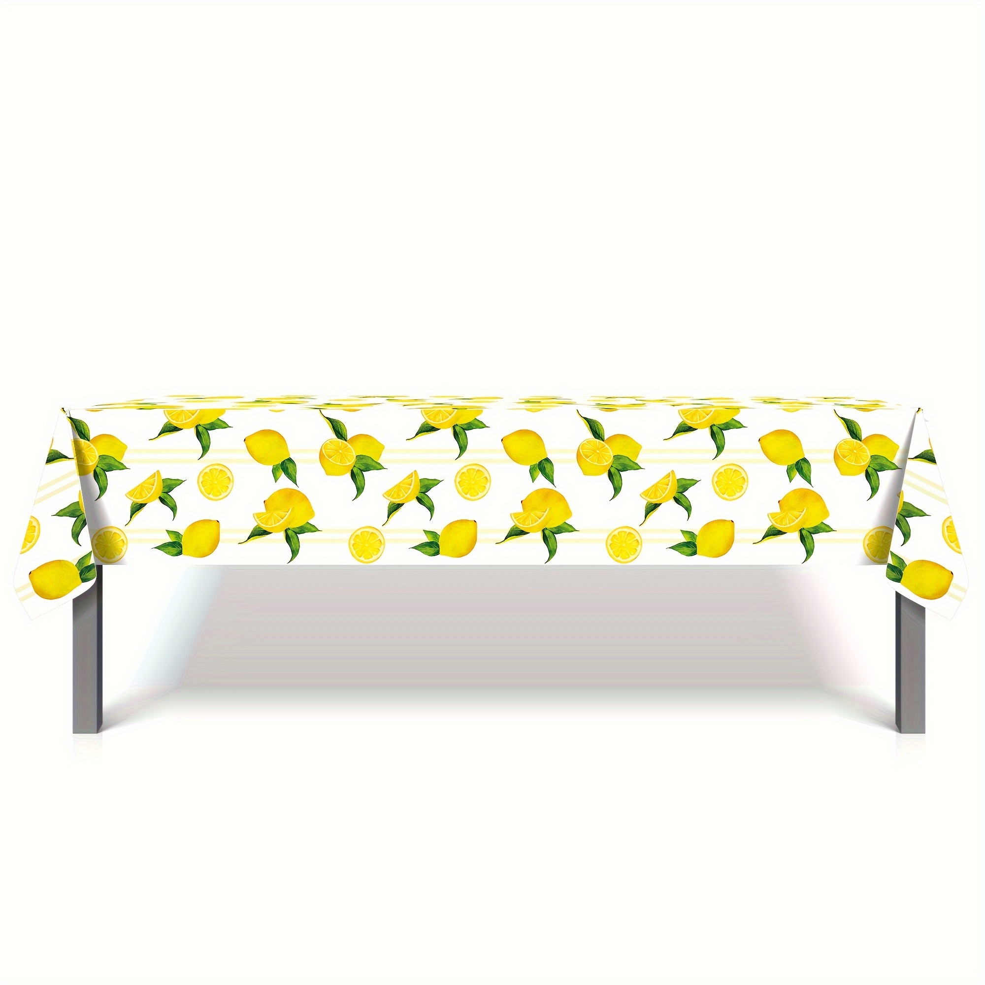 

Disposable Lemon Fruit Themed Plastic Tablecloth, 130x220cm, Cartoon , Machine Made Table Cover For Birthdays & General Celebrations, Universal Holiday Party Decor, Pack Of 1