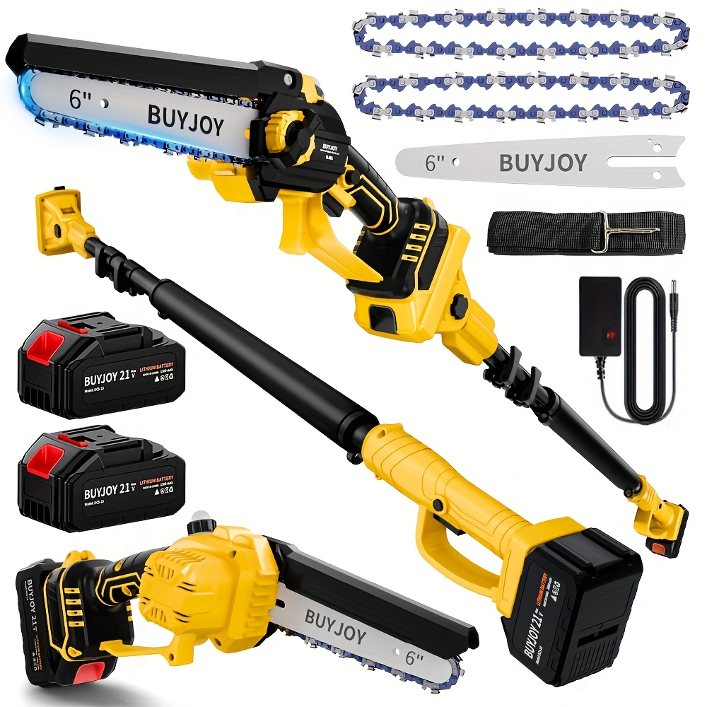 TEMU 2-in-1 Electric Pole Saws, Cordless Pole Saw Chainsaw, Mini Chainsaw With Pole Saw, 2 Battery, Pole Saws For Tree Trimming, Fruit Picker Pole