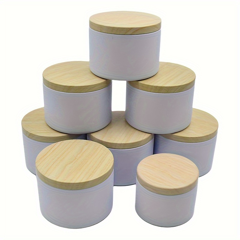 

24pcs In A Box, 4oz/8oz Metal Wood Lid Jar, For Diy Aromatherapy , Storage , For Making