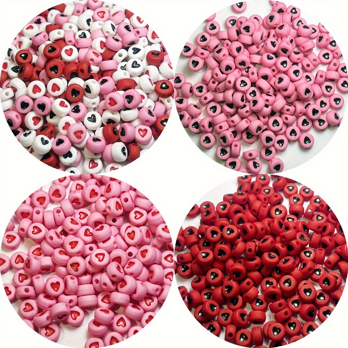 

200pcs 7mm Valentine's Day Color Mix - Red, Pink, White Acrylic Loose Beads For Bracelets, Necklaces, Rings, Jewelry Making Supplies