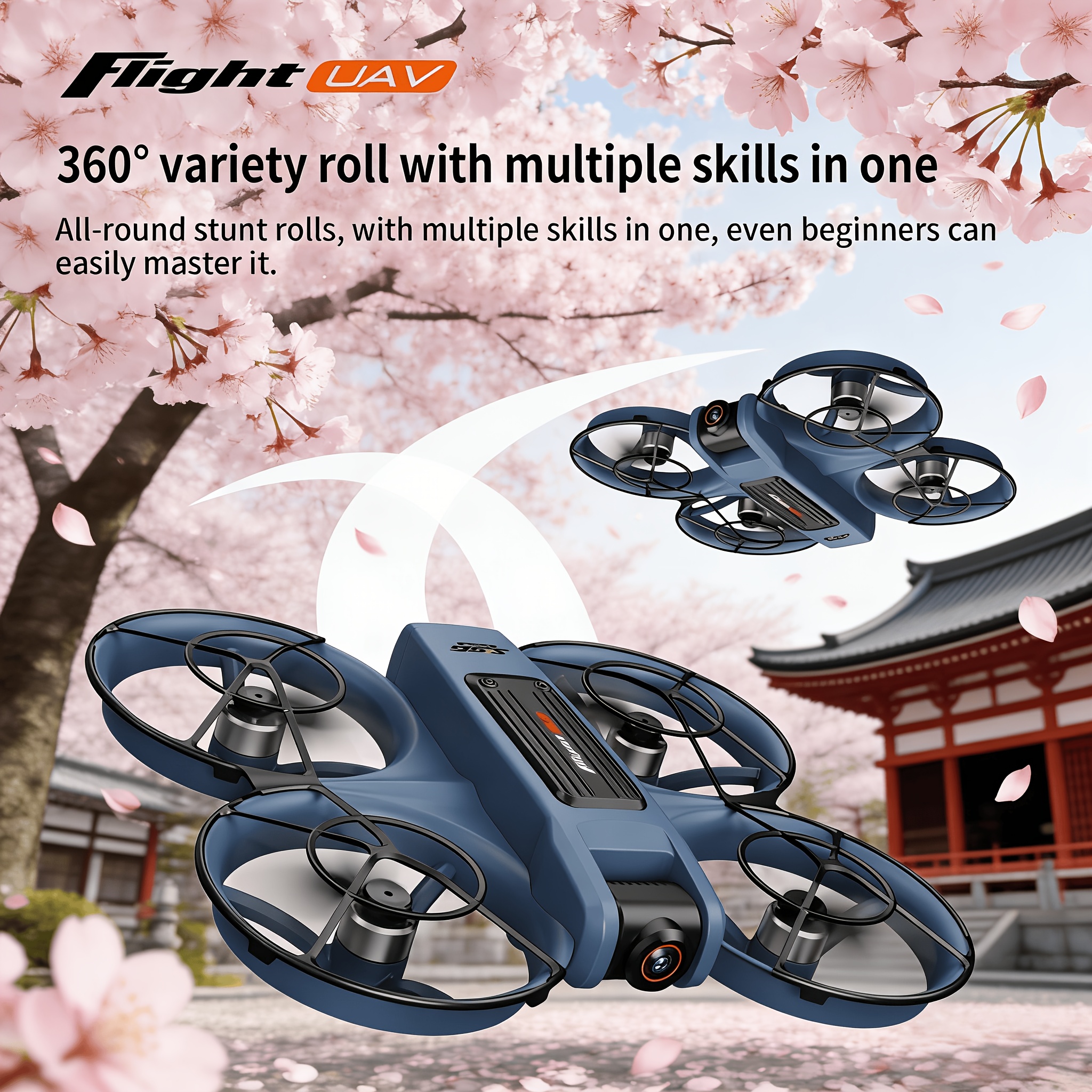 Brushless Wind Resistant Drone with Dual Lens