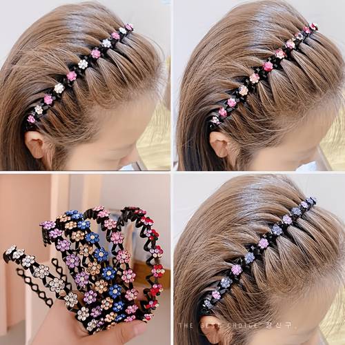 random exquisite sparkling flower headband women s non slip headband fashionable elegant hair accessory suitable for daily wear weddings random color