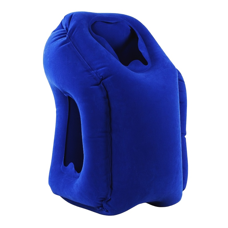 TEMU 1pc Ergonomic Inflatable Travel Pillow With 45° Angle Design - Foldable Neck Support For Airplane, Train, Car, Office & Outdoor Use, 6-8 Breath
