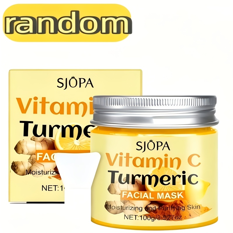 TEMU 1pc [ And Skincare] Random Color Turmeric Vitamin C Mask, Hydrating, Smoothing , Firming And Lifting, Reducing Dullness/dark Spots, Designed For