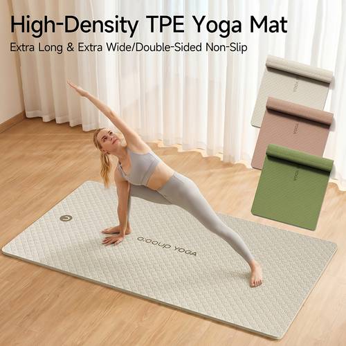 photo de l'article tapis de yoga extra-long et extra-large, antidérapante pour types de , tapis de sol de fitness, coussin à haute absorbant les et protégeant les genoux, convient pour le yoga, le pilates, le jogging, la gymnastique et le à la corde