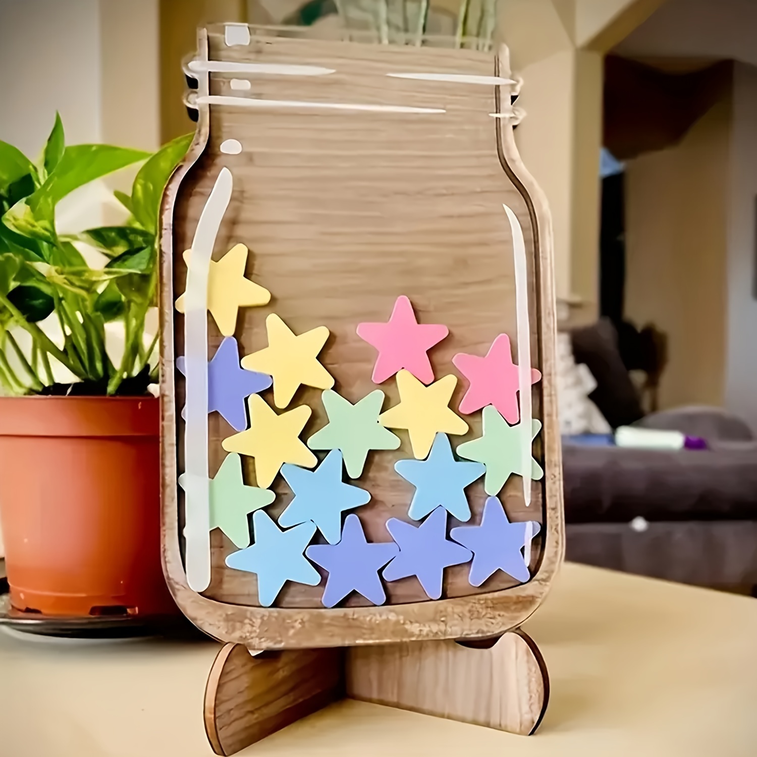 

Acrylic Star-shaped Wooden Jar For Use - Floor Standing, Bulletin Board Design