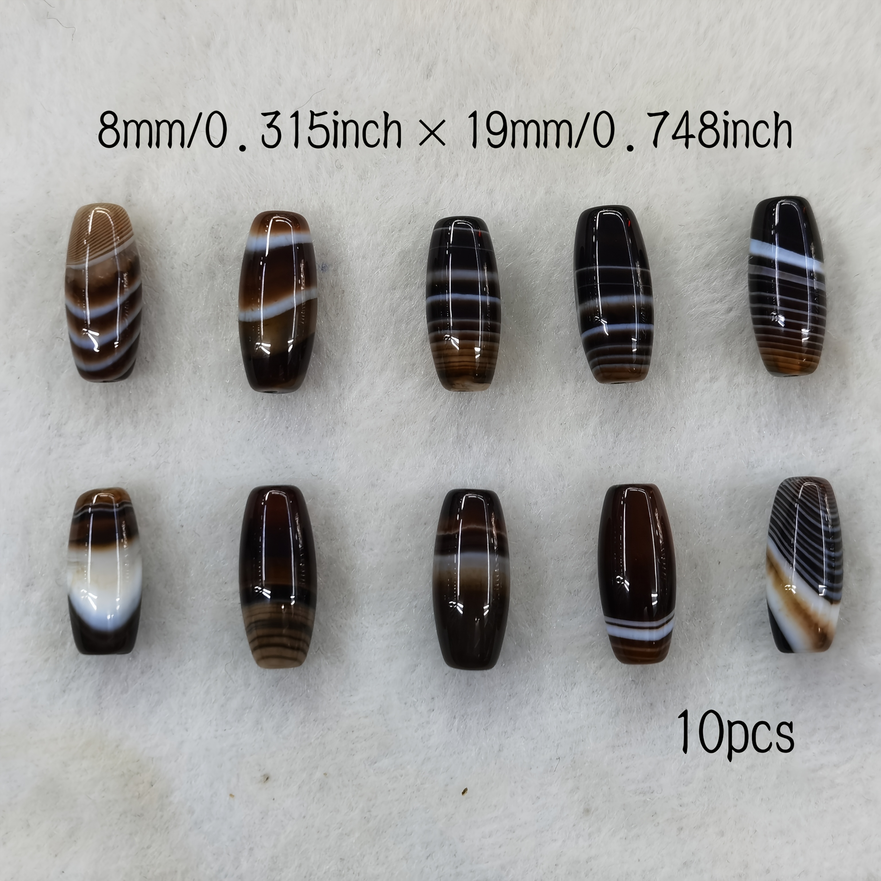 E-shop 10 Stück 6 mm x 11 mm / 8 mm x 19 mm gedrehte Achat Mikrofacettierter Perlen Lose Perlen für Halskette Schmuckherstellung Zusätze