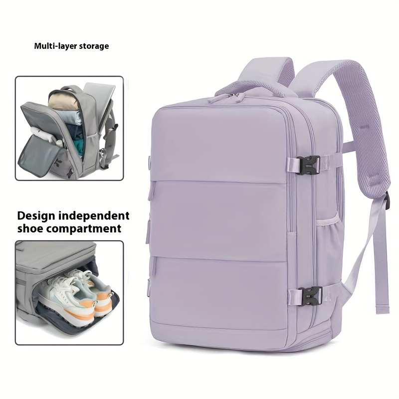 lightweight 40l airline approved travel backpack for 17 laptop compartment independent shoe storage adjustable straps multiple compartments durable polyester white travel luggage organized compartments professional luggage reinforced stitching college students Product details 16