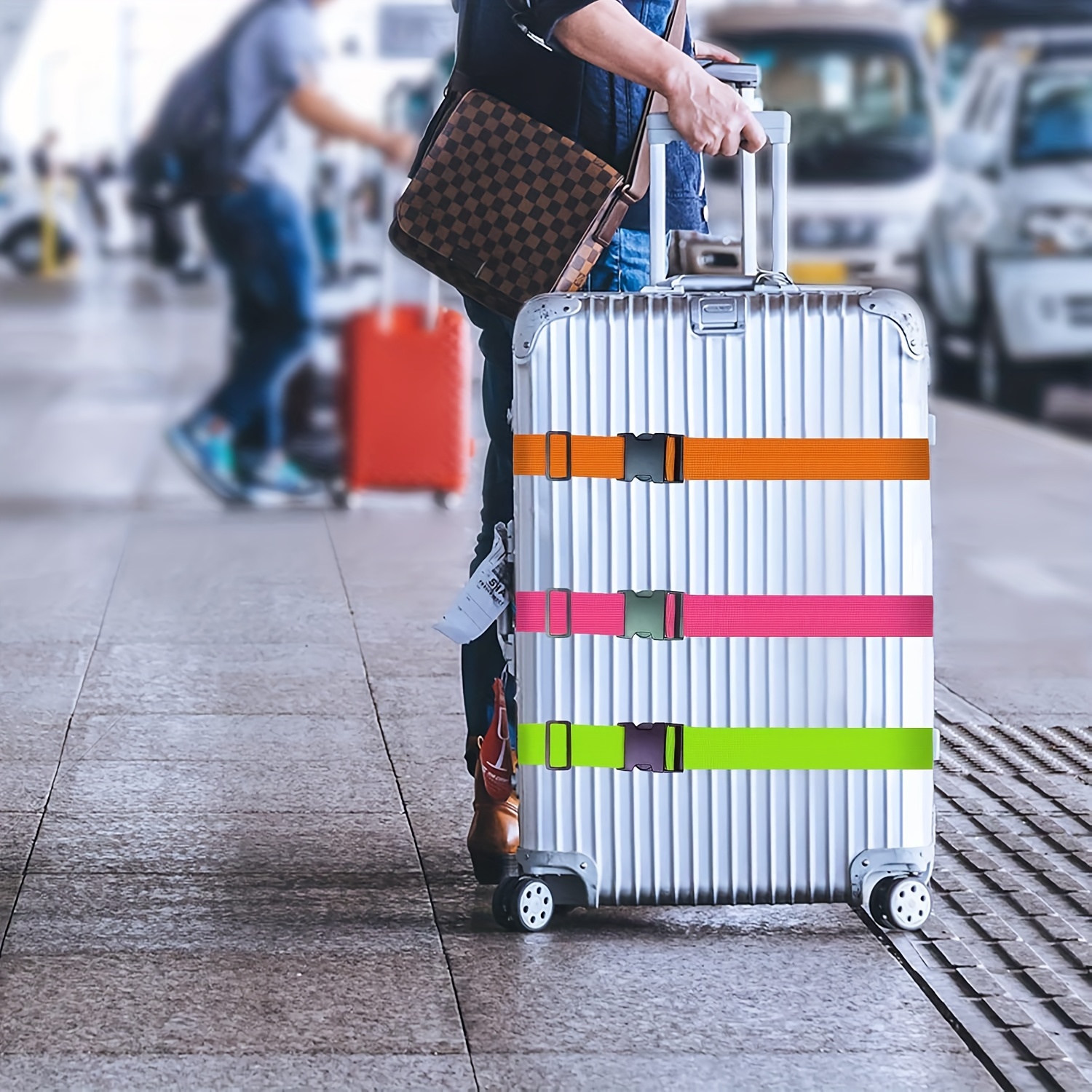 2 4 pack fashionable luggage straps adjustable travel accessory anti theft suitcase belt polyester spandex material   for   luggage sizes ideal for new year christmas gifts details 9