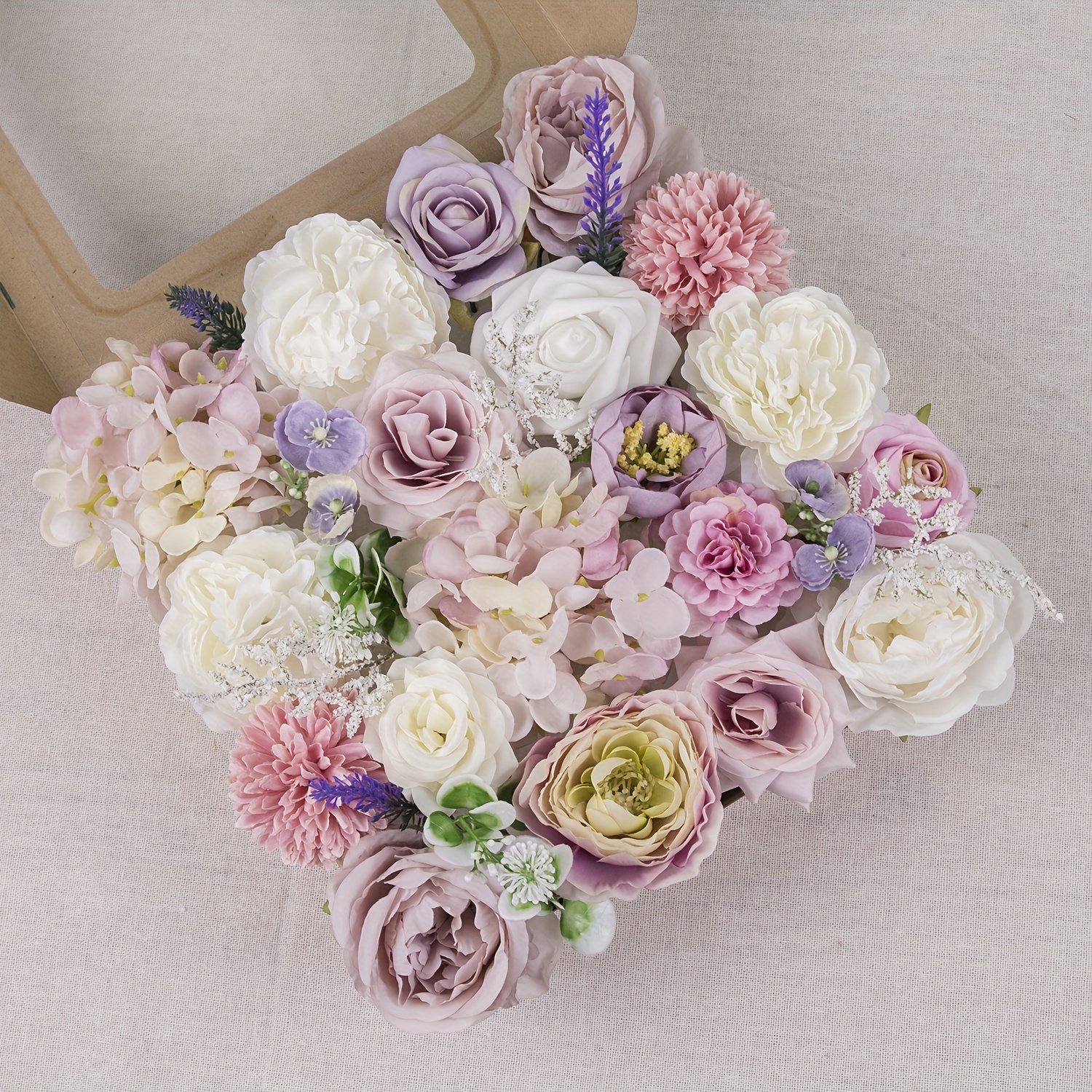 

1 Pack, Artificial Flower Combo Box Set Purple White Mixed Flowers Diy Handmade Wedding Bouquet Decorations Table Center Decorations Party Decorations Cake Baby Shower Home Decorations