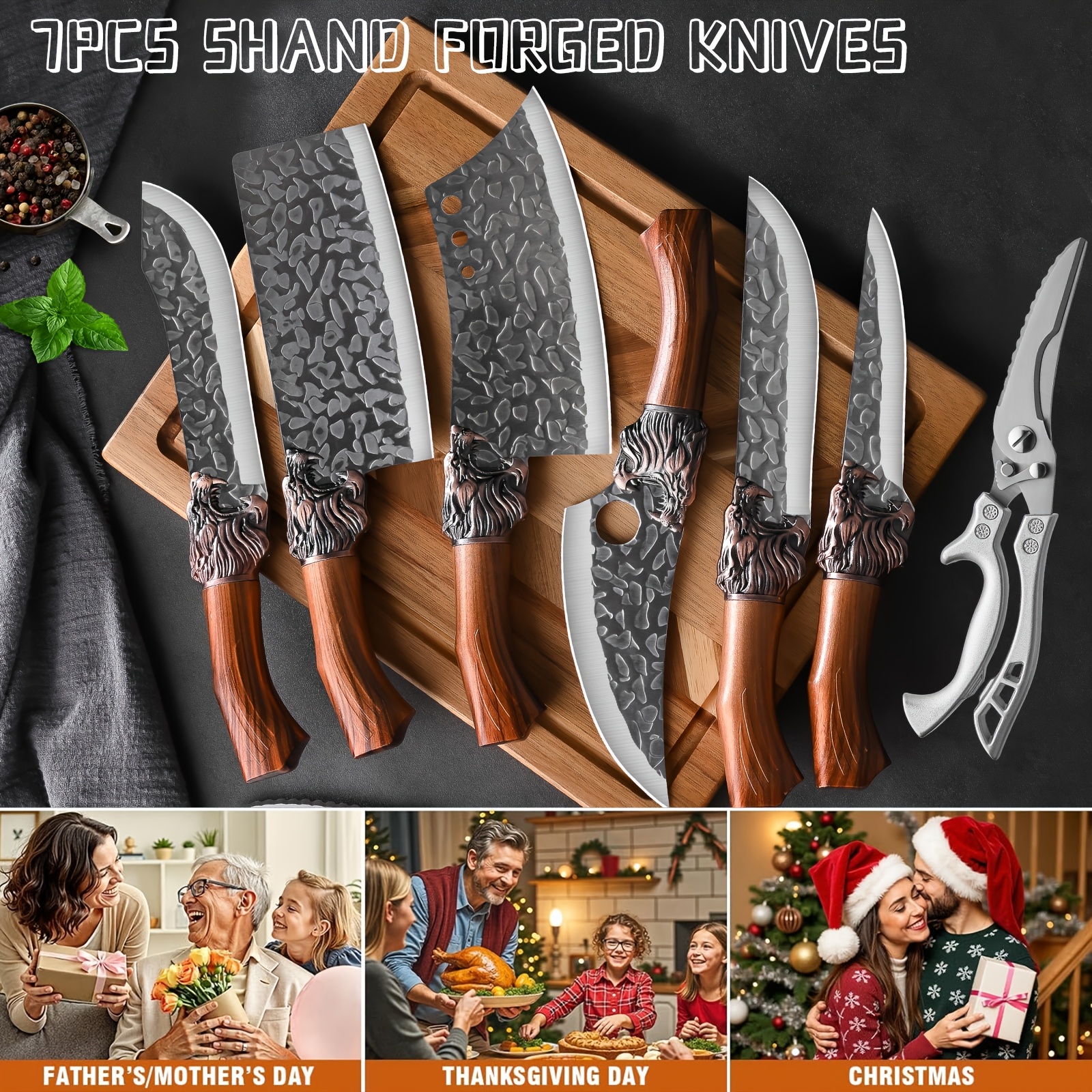 Set of Professional Kitchen Knives, Featuring Sharp Culinary Knives, Chef'S Knives, Forged Blades, Boning Knives, Fish Filleting Knives, Butcher Knives, Kitchen Shears, Ultra-Sharp Bone Scissors, And Cooking Scissors for Restaurant Use