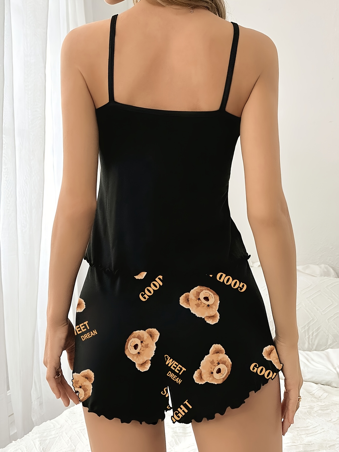 letter bear print vest shorts women's pajama set Temu Saudi Arabia
