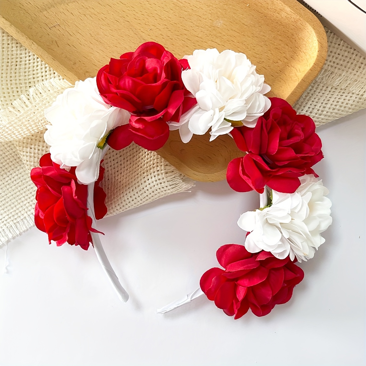 New Solid Color Rose Camellia Flower Headband Flower Fabric Headdress Photo Women's Decorative Headdress Additions Party Holiday Gifts